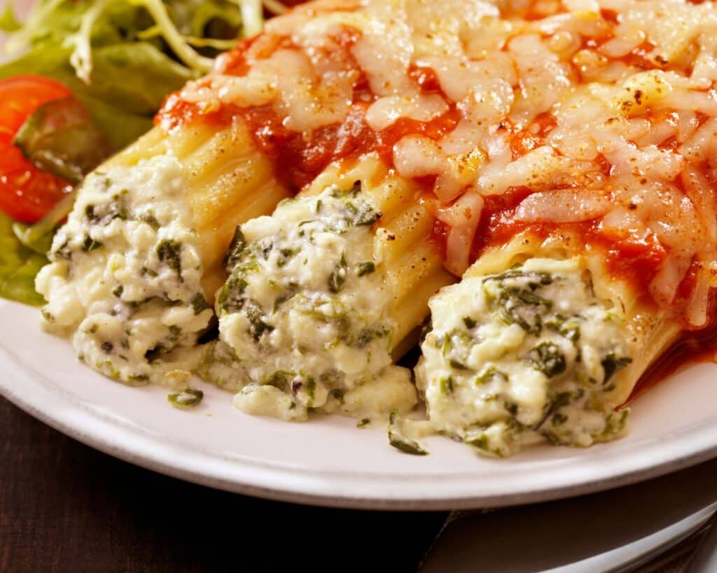 food that begins with m - manicotti 