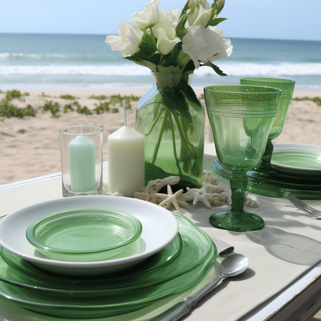 sea foam green beach tablescape