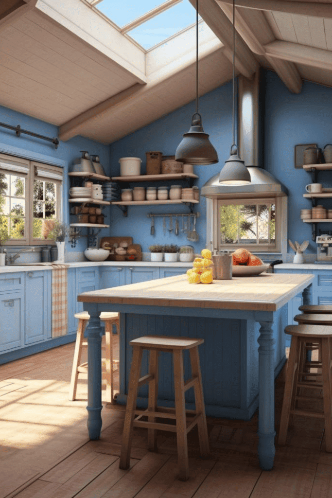 farm house blue kitchen