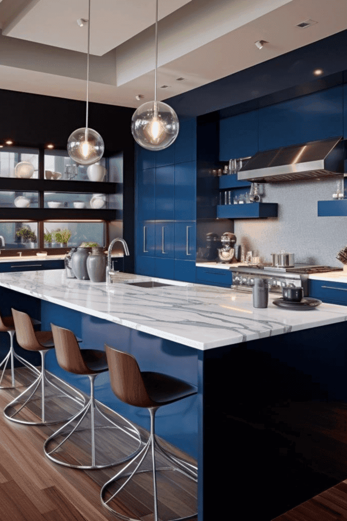 modern dark blue kitchen 