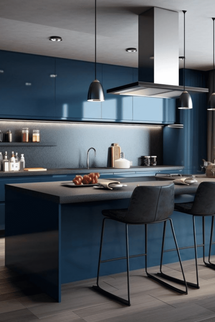 modern blue kitchen sleek