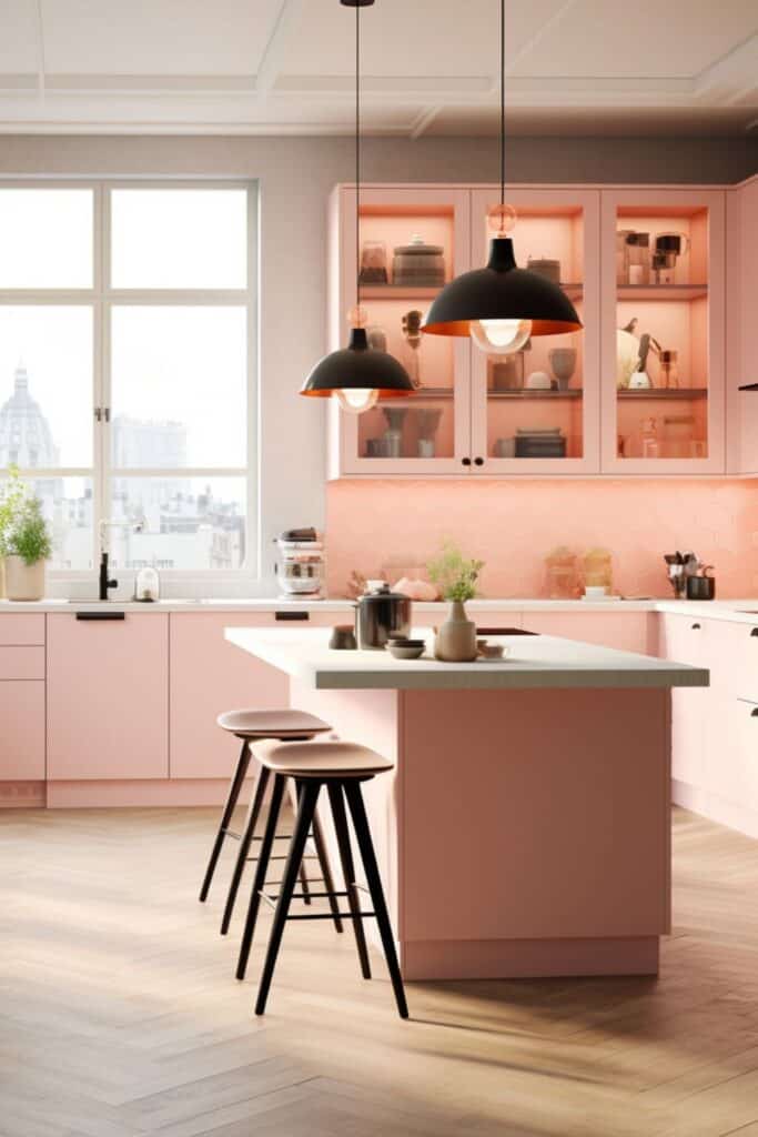 light salmon pink kitchen