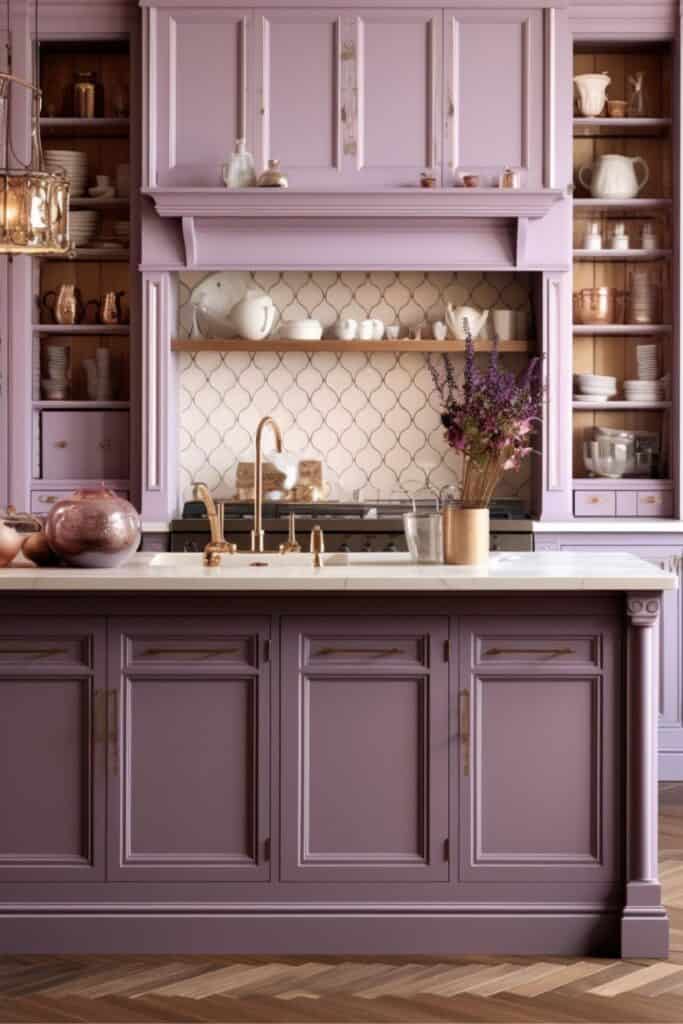 pink purple kitchen