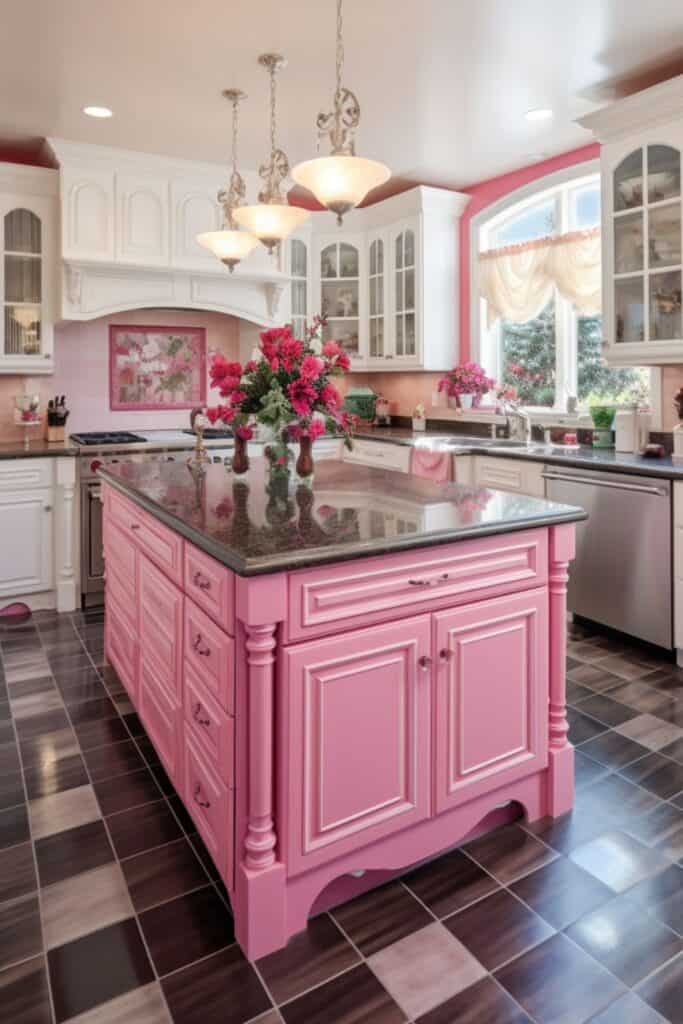 pink island kitchen