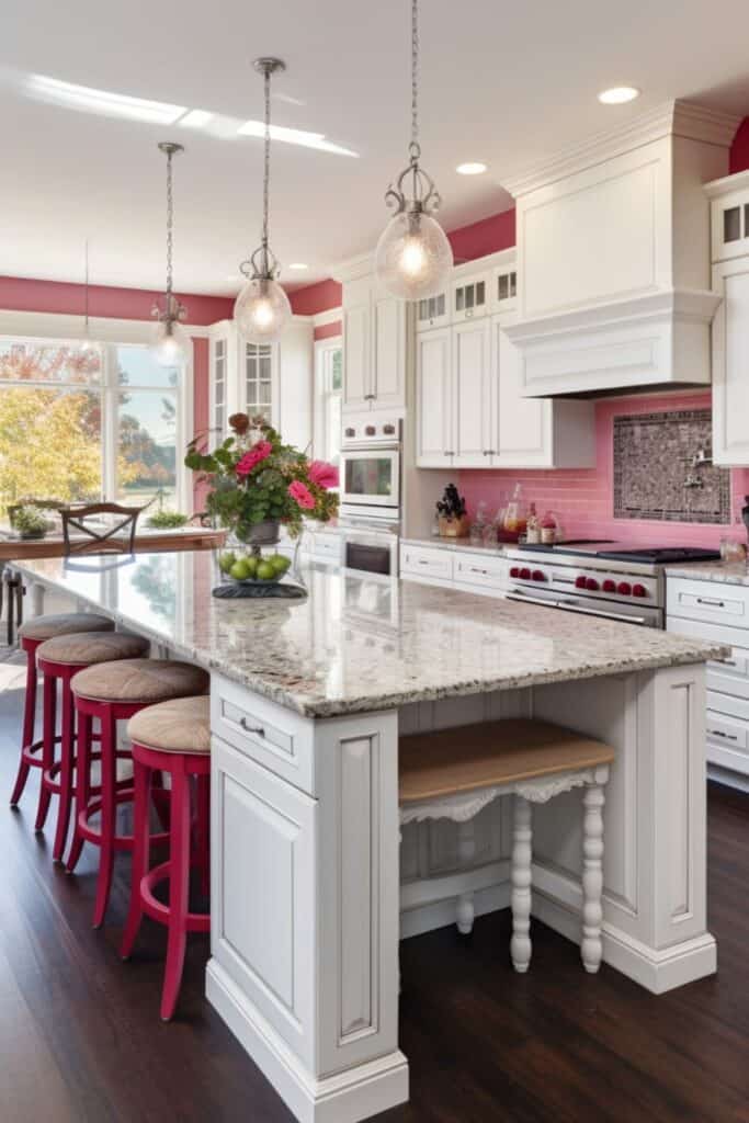 pink backsplash kitchen