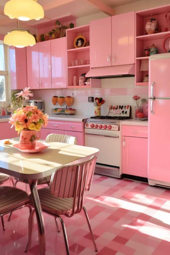 retro pink kitchen