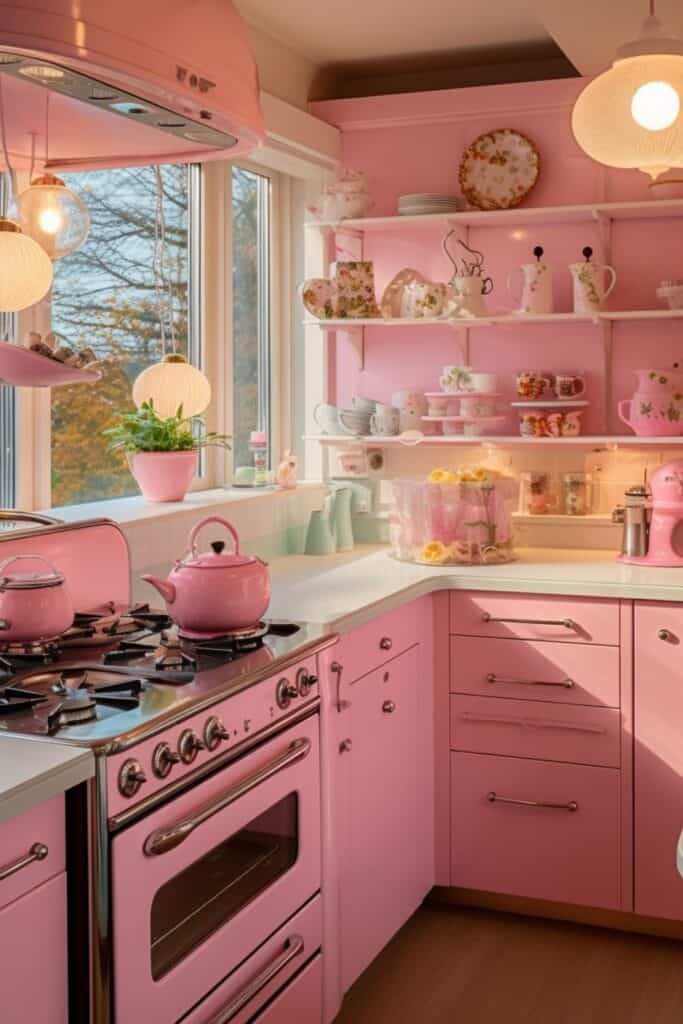 retro pink kitchen