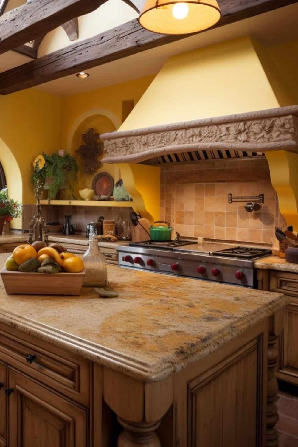 rustic kitchen in yellow