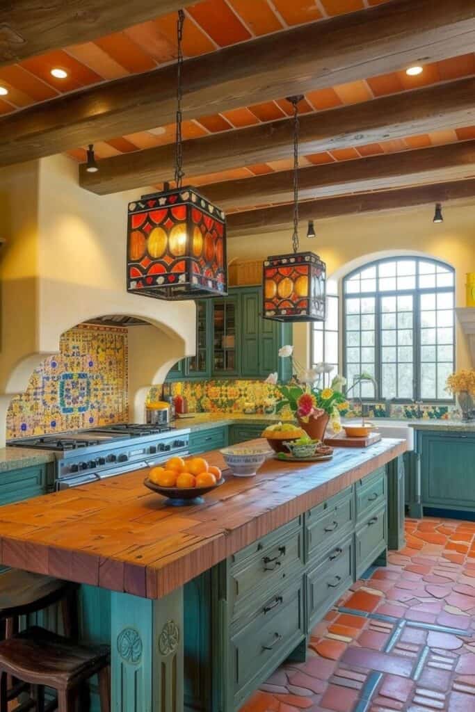 Spanish kitchen design colorful 