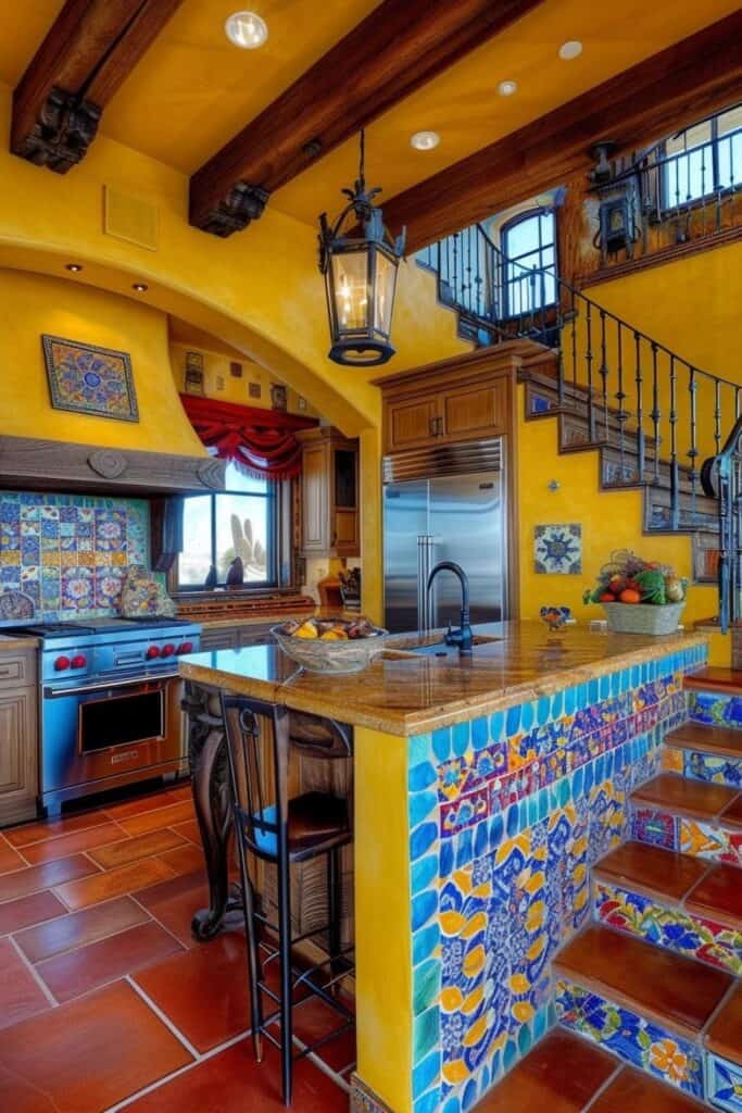 yellow spanish kitchen