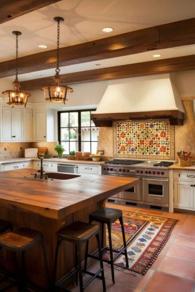 light colored modern spanish inspired  kitchen 