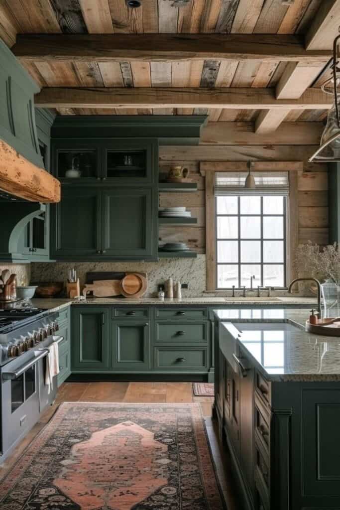 large granite moody farmhouse kitchen