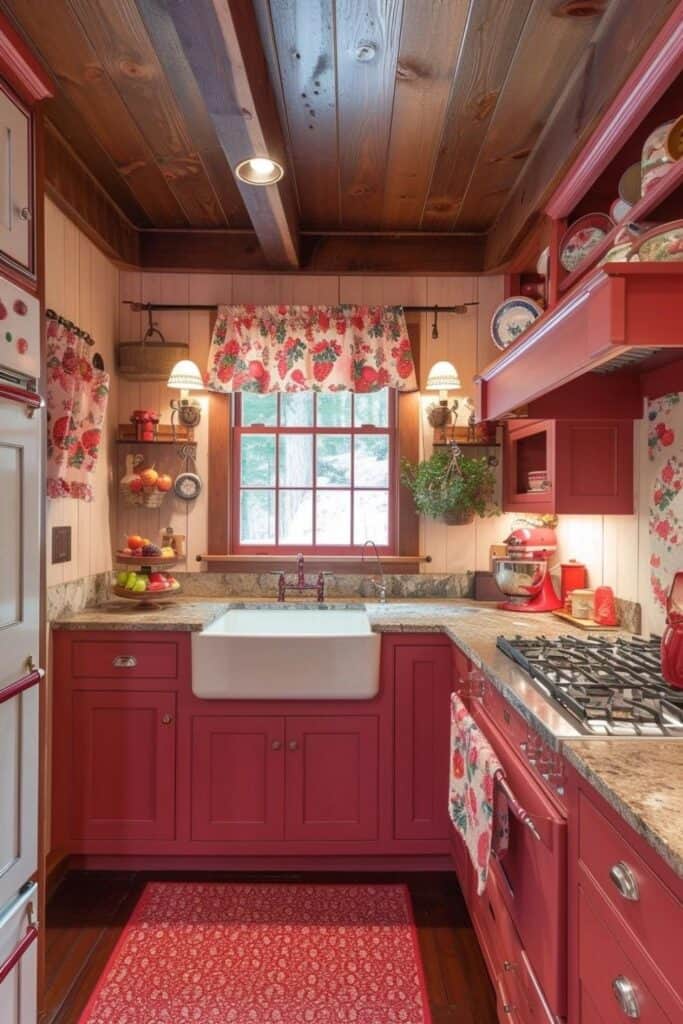 cute pink and red kitchen strawberry theme