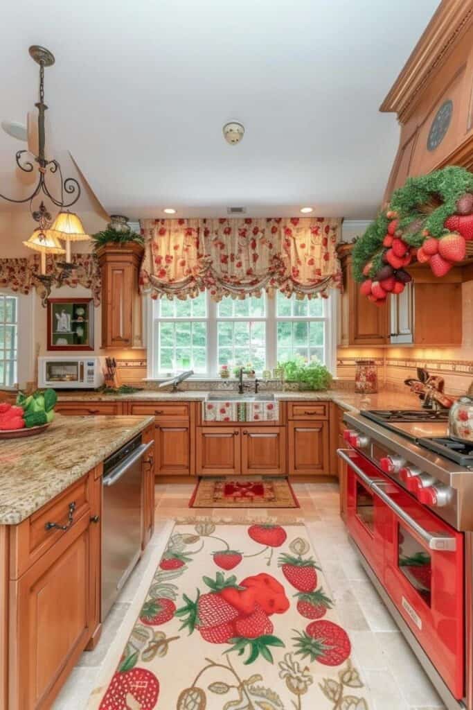 cosy strawberry kitchen drapes