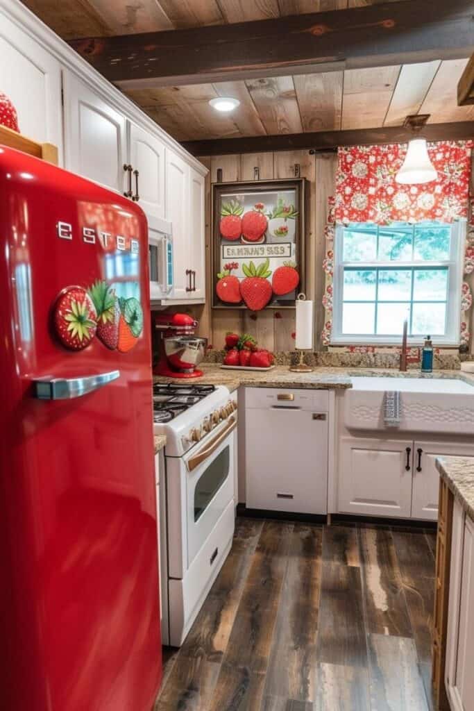 rustic retro strawberry kitchen