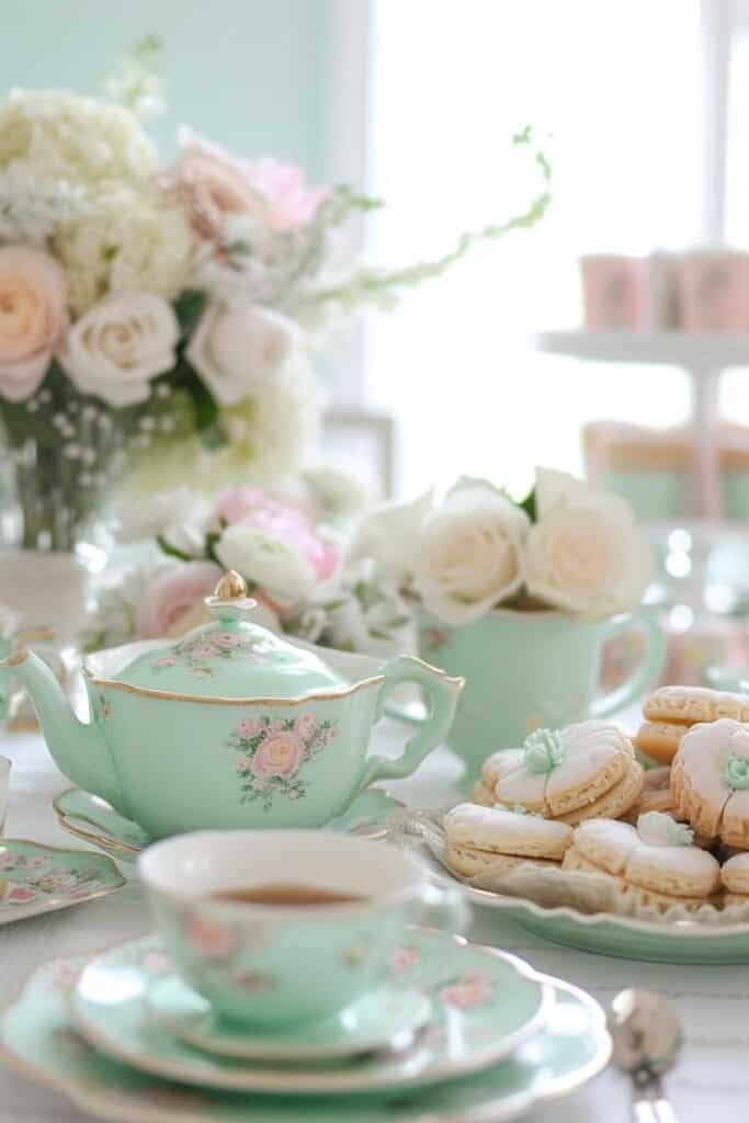 baby mint green Tea Party Tablescape